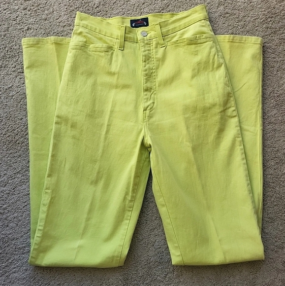 Jeans Womens 8T Tall Long Yellow Denim Skinny Pants High Rise Stretch Preppy - Picture 4 of 12